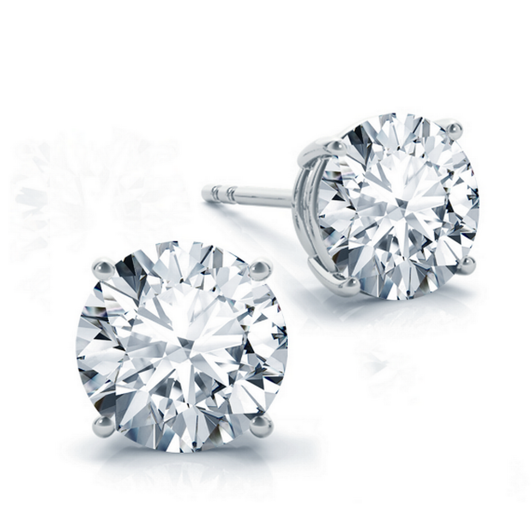 Stud Diamond Earrings 1.82 carat total weight 